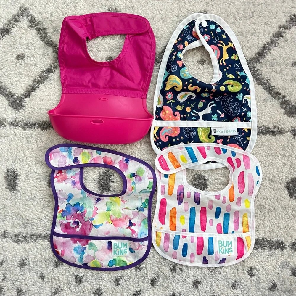 Baby Girl Bibs, Set of 4